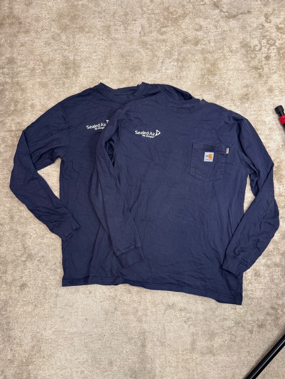 2 Carhartt FR CAT 2 Long Sleeve Pocket Shirts Navy 102914 Flame Resistant